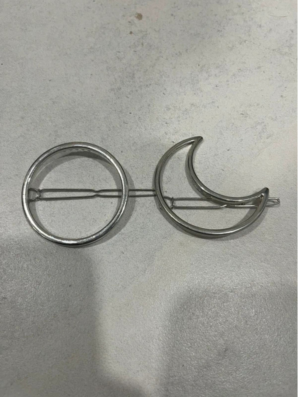 Sun moon silver hair pin